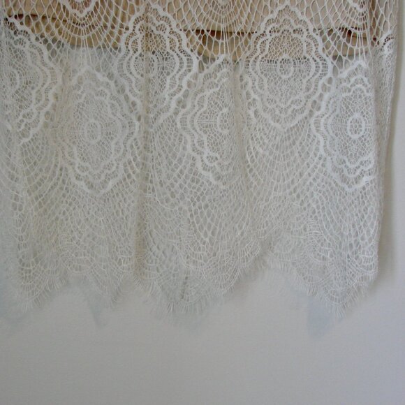 Blu Pepper Beige Ivory Lace Skirt Midi Fringe Boho Wedding Coastal Size Large - Picture 6 of 11